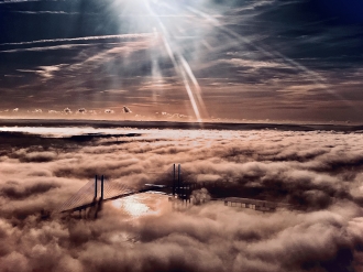 Dartford Bridge, by Deepak Mahajan. “I never imagined that the Dartford Bridge over the Thames would be seen as a pretty sight. <br>The joys of flying in the winter, in this case on a training flight with a student,” said Deepak.