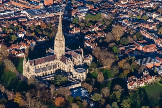 Salisbury Cathedral, by Russ Pinder. The cathedral with Britain’s tallest spire, as admired <br>by Russian, er, tourists, from Russ on the way home to Finmere from Henstridge in his Foxbat.