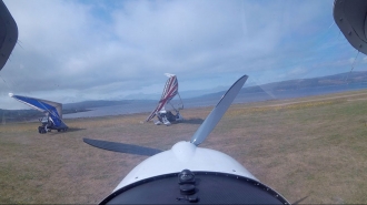 Glenforsa, by Neil Hathaway. The view from the cockpit of Neil’s Techpro Merlin SSDR at Glenforsa during this year’s Fly-UK.