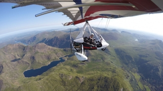 Snowdon, by Douglas Orton. “Over Snowdon during a touring holiday from my home strip at Measham Cottage Farm to Llanbedr, Sleap, Bolt Head, Land’s End, Bodmin, Eaglescott and Kemble,” said Douglas.